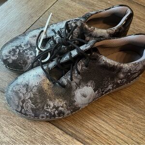 White and black floral Alegria sneakers